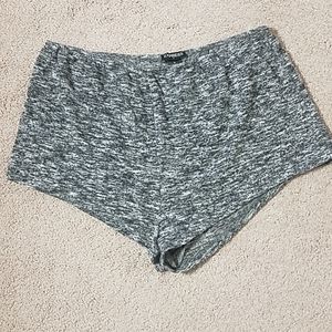 Express black and white light fleece shorts